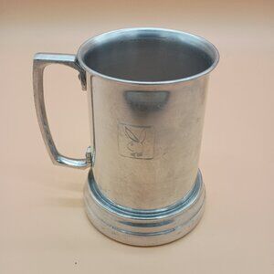 VINTAGE PLAYBOY BUNNY ALUMINUM TANKARD STEIN BEER MUG GLASS BOTTOM